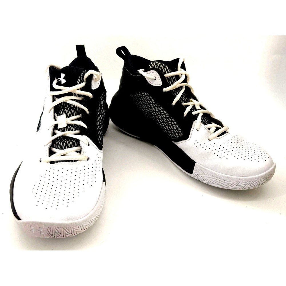 Under Armour Lockdown 5 Basketball Shoes Mens 10 White Black Athletic Shoes - Picture 1 of 11
